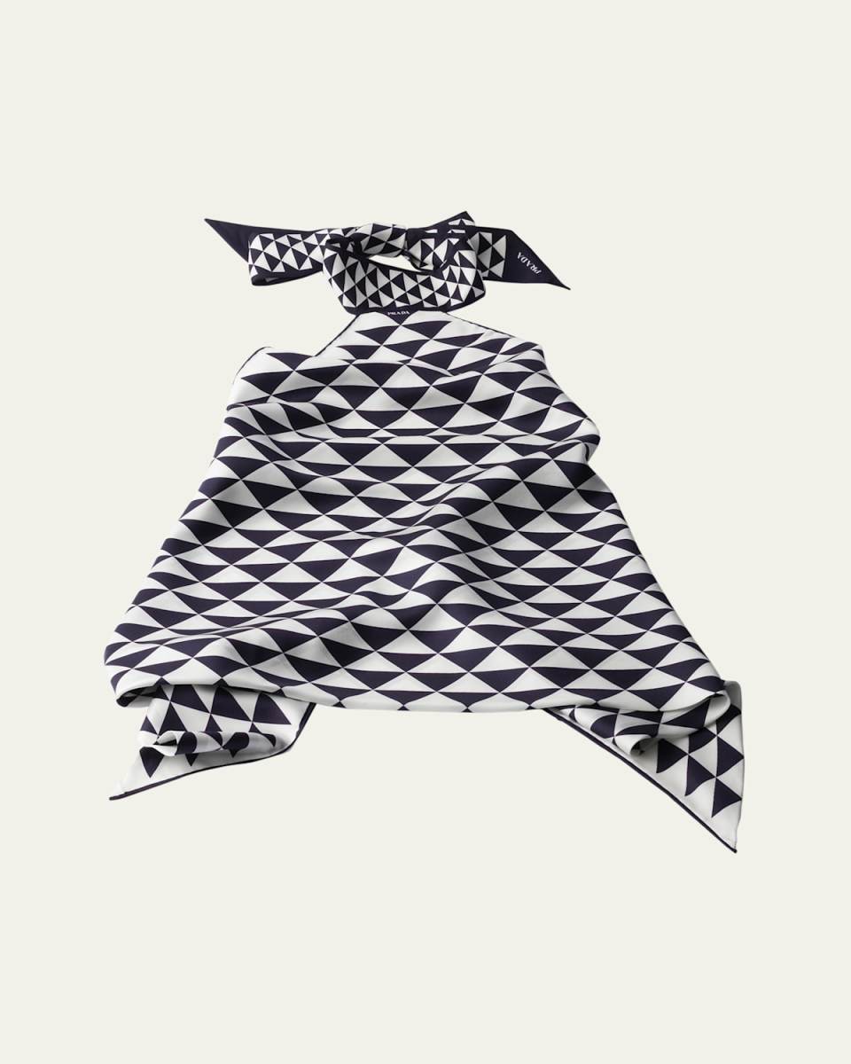 Triangle-Print Silk Halter Top